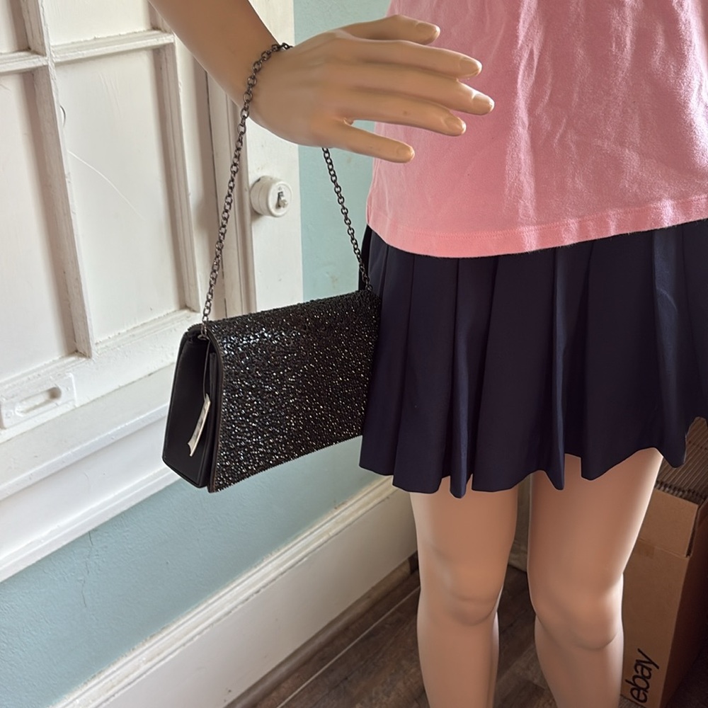 De Blossum Collection Elegant Black Beaded Women's Bag